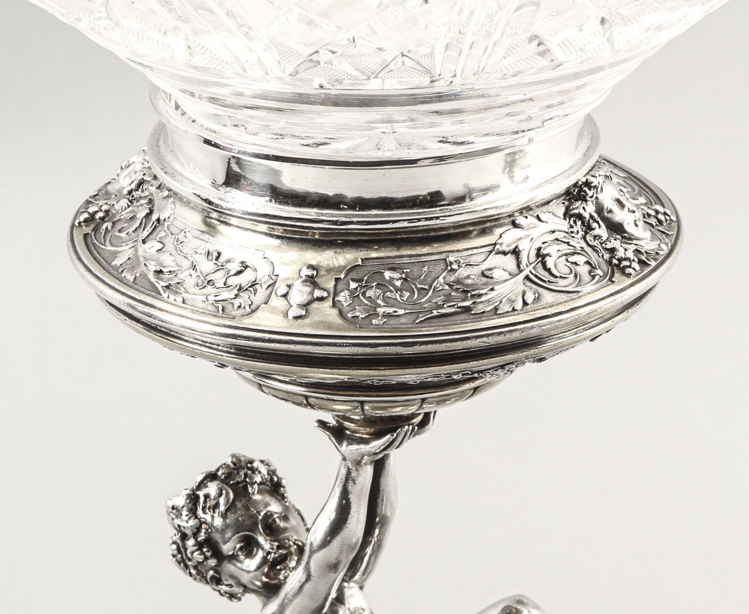 photo furniture Pair English Victorian Silver Plate & Cut Glass Centrepieces 1883 19th C