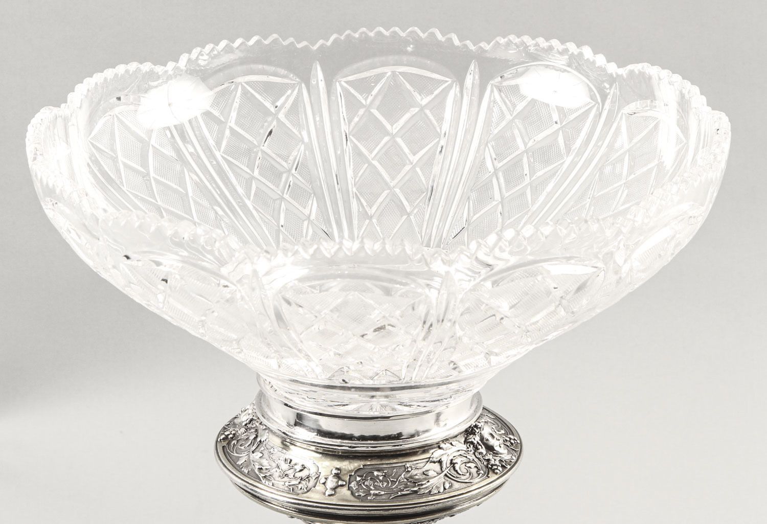 Furniture Pair English Victorian Silver Plate & Cut Glass Centrepieces 1883 19th C photo
