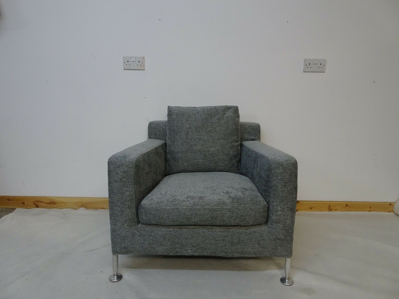 Immaculate Bb Italia Harry Armchair In Grey Woven Fabric