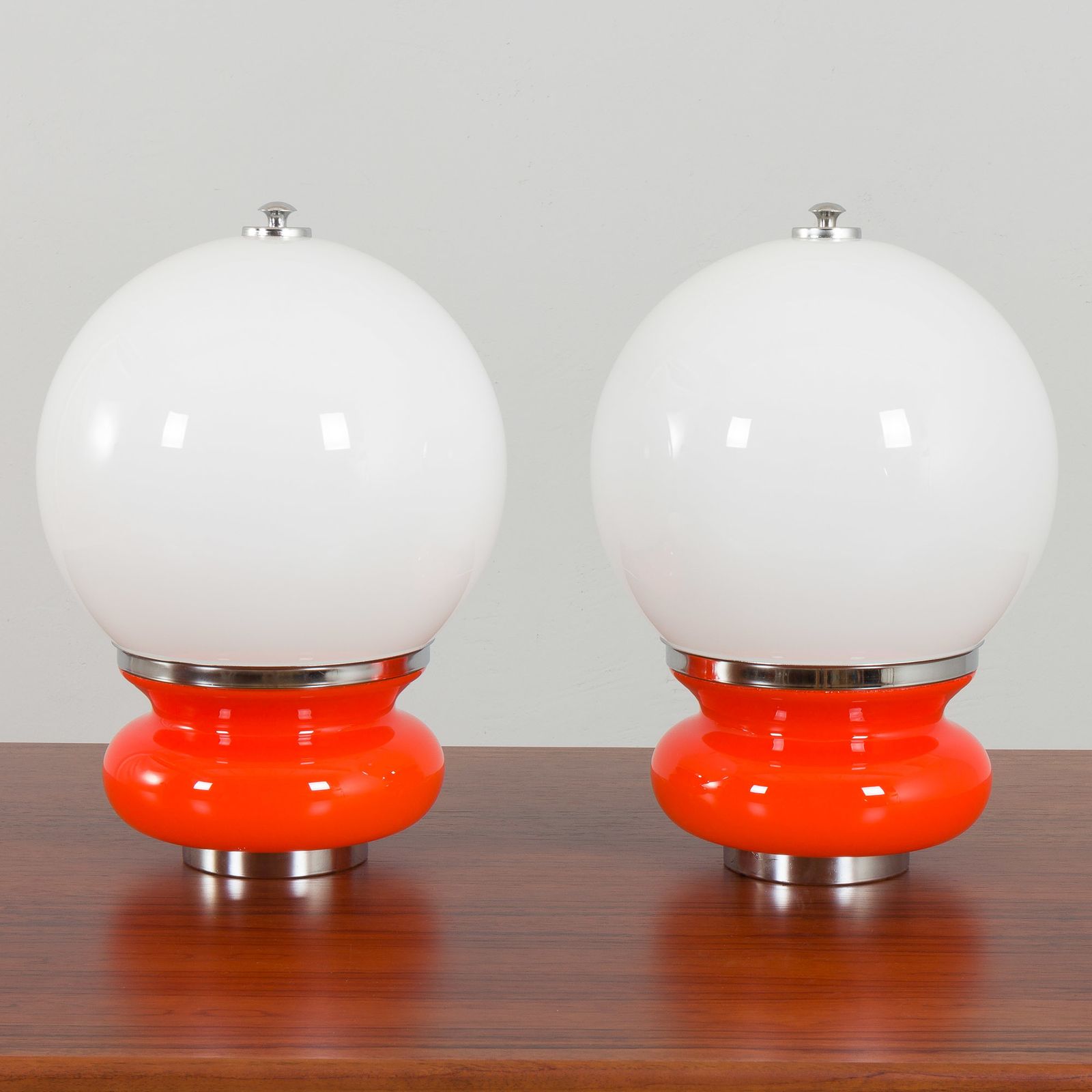 Pair Italian Space Age Mazzega Murano Glass Table Lamps Attr. To Carlo Nason, Italy, 1970s