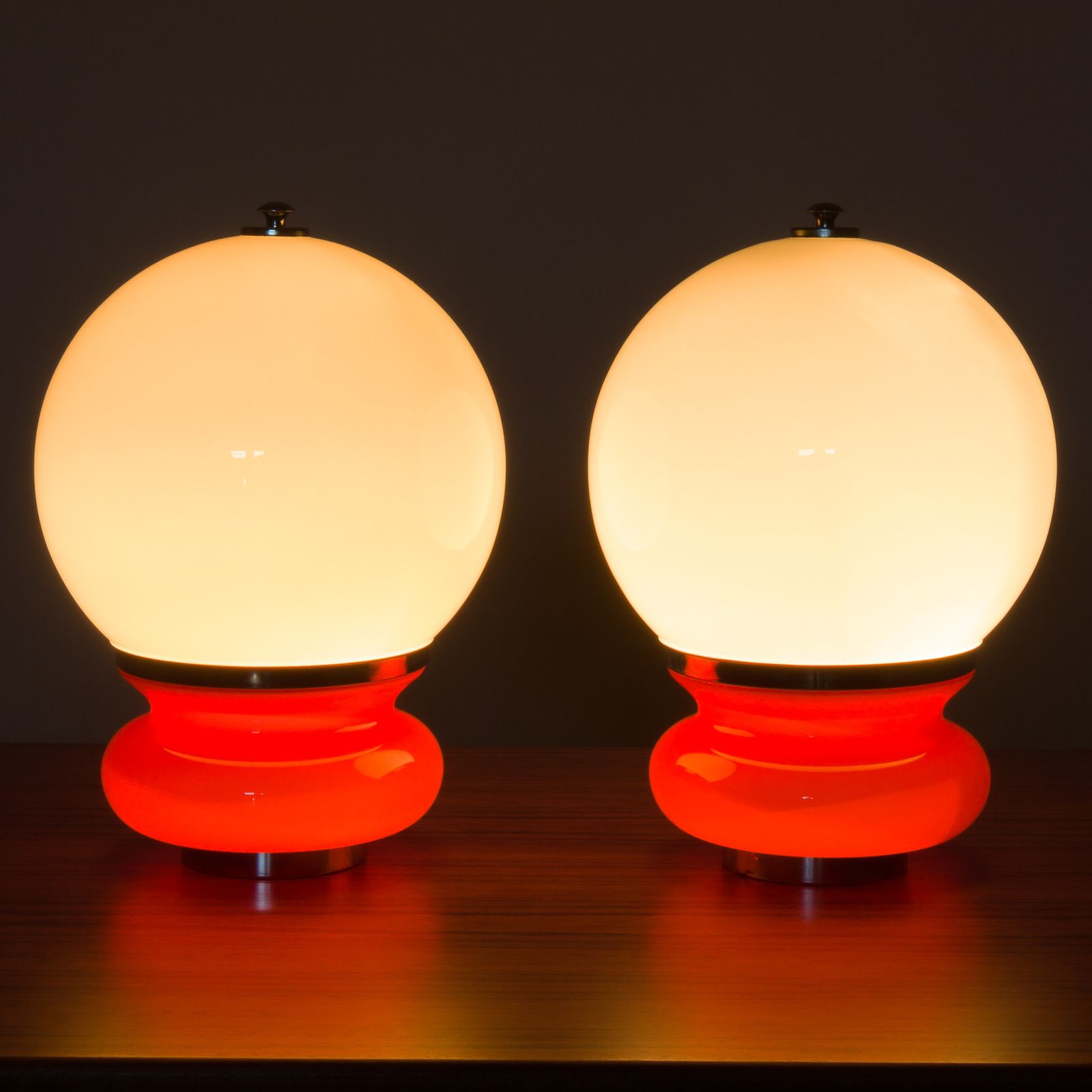 Pair Italian Space Age Mazzega Murano Glass Table Lamps Attr. To Carlo Nason, Italy, 1970s photo Lighting