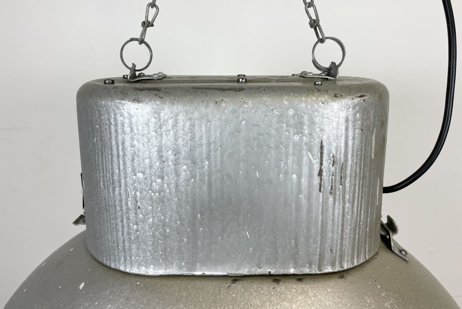 Large Oval Industrial Polish Factory Pendant Lamp From Mesko, 1970s photo furniture