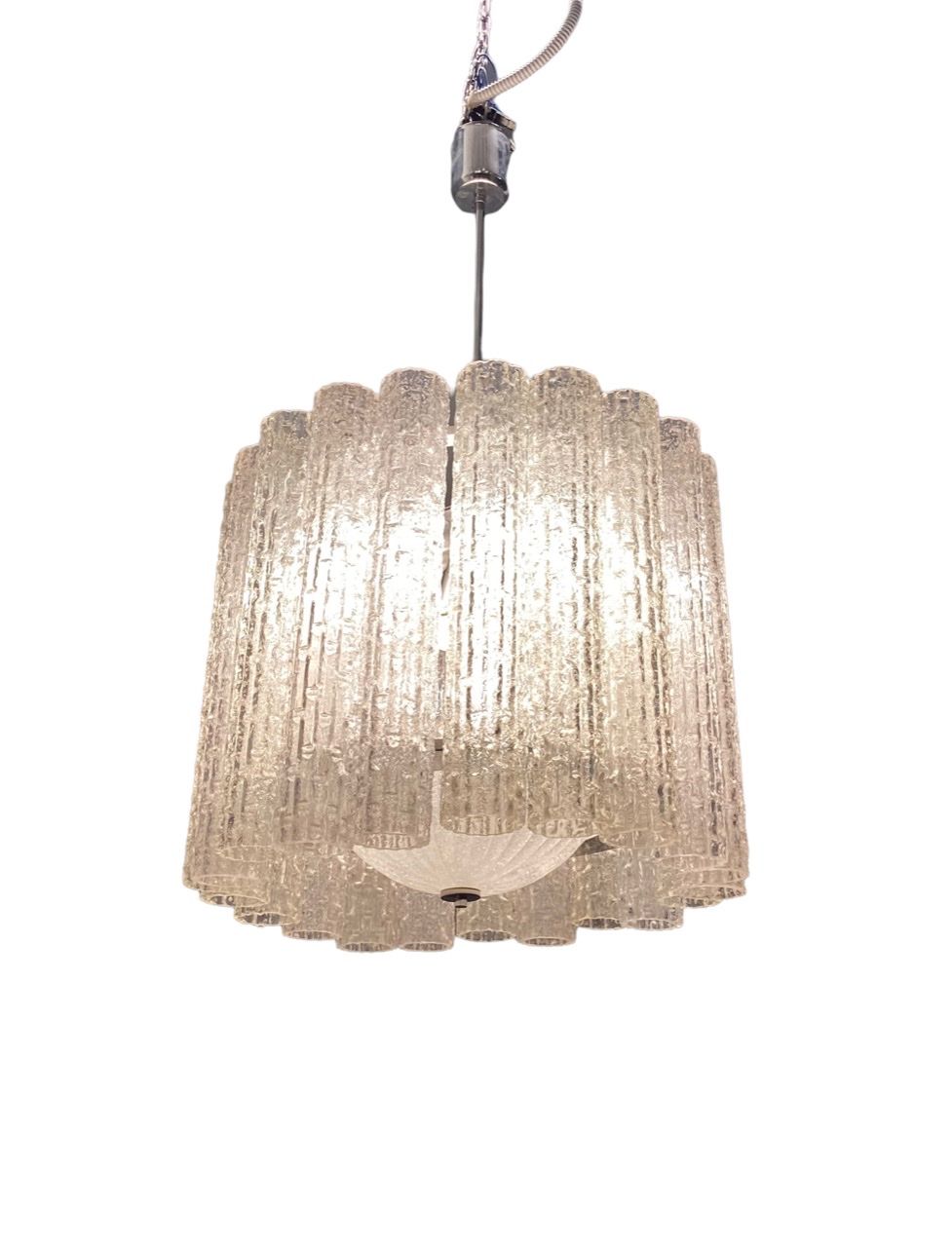 Large Italian Midcentury Murano Glass Tube Chandelier By Toni Zuccheri photo Lighting
