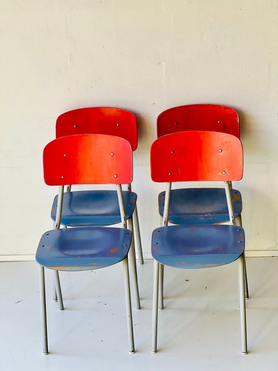 Vintage Schoolstoelen, Jaren 1970, Set Van 4 photo vinterior