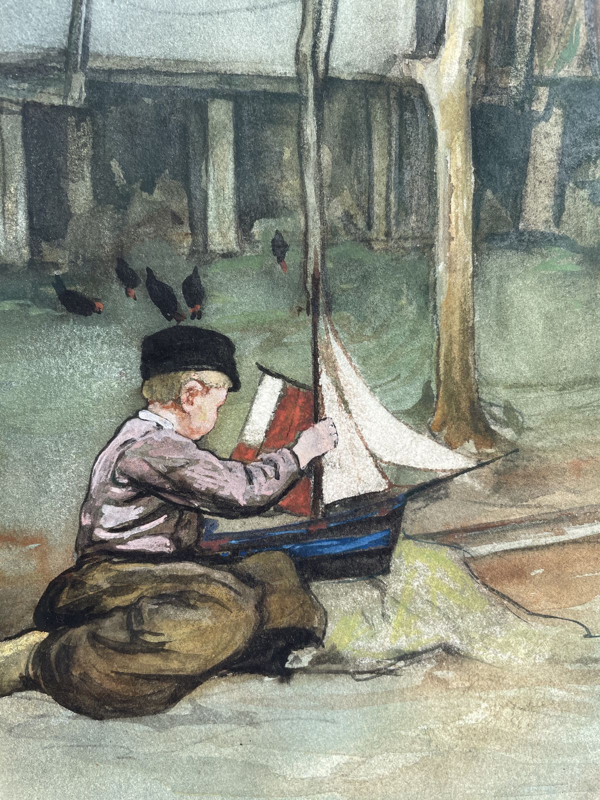 The Toy Boat   Framed Watercolour By Nico Jungman photo Art