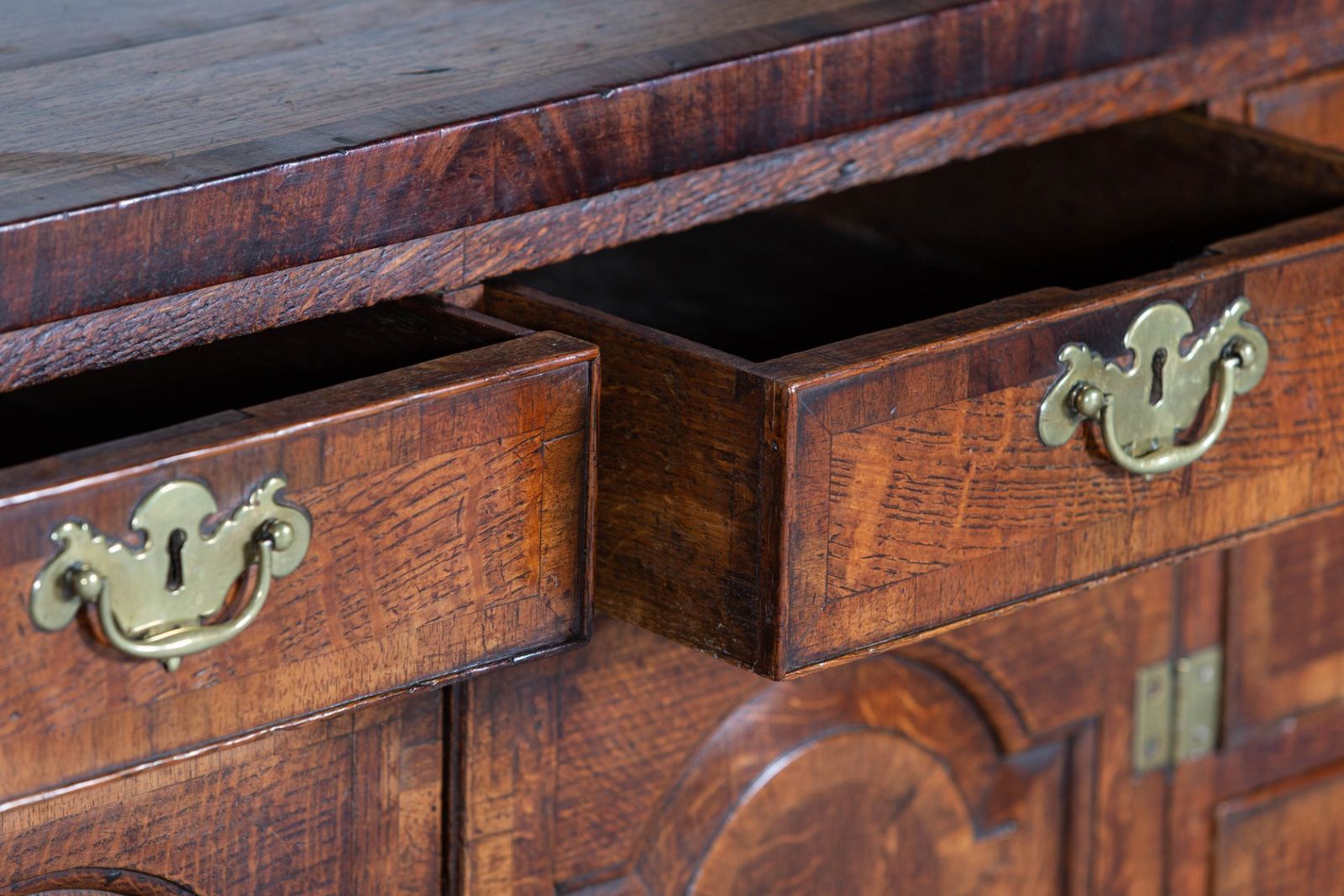Large English 18thc George I Oak Dresser Base photo vintage