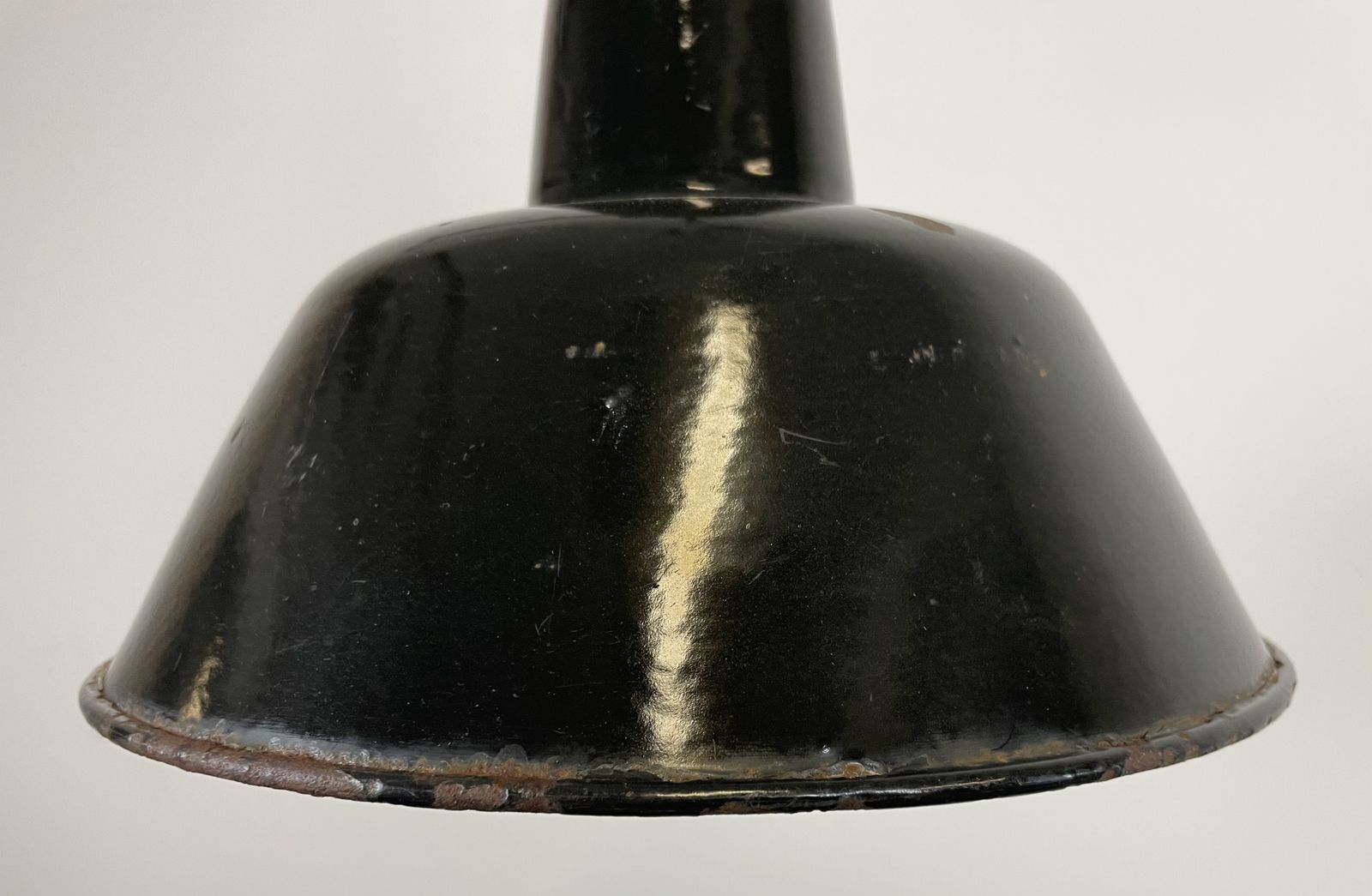 photo furniture Industrial Black Enamel Factory Lamp With Cast Iron Top, 1950s