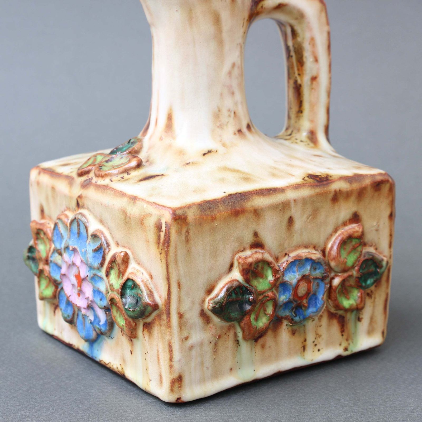 Mid Century French Ceramic Pitcher By La Roue (Circa 1960s)   Small photo vintage