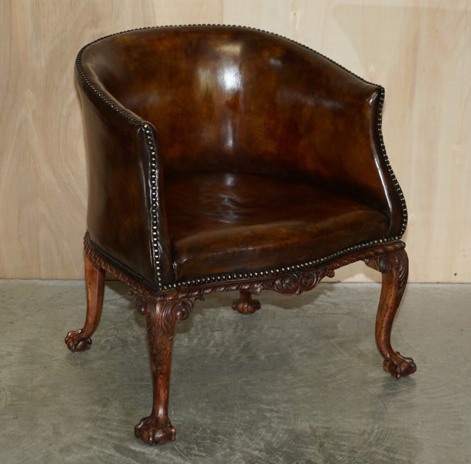 Important Pair Of Antique Thomas Chippendale Carved Claw & Ball Tub Armchairs photo furniture