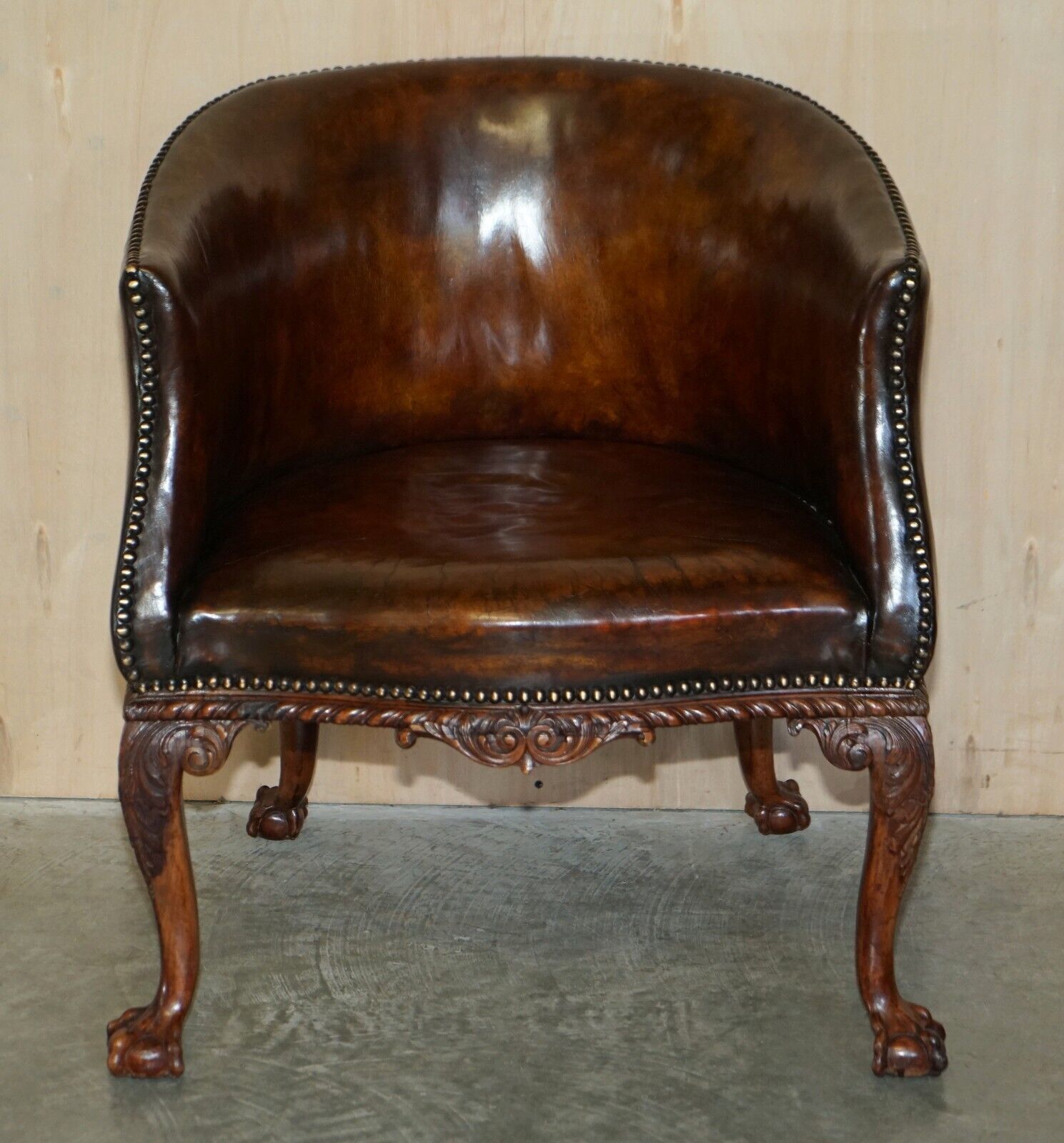 15000.0 Important Pair Of Antique Thomas Chippendale Carved Claw & Ball Tub Armchairs photo