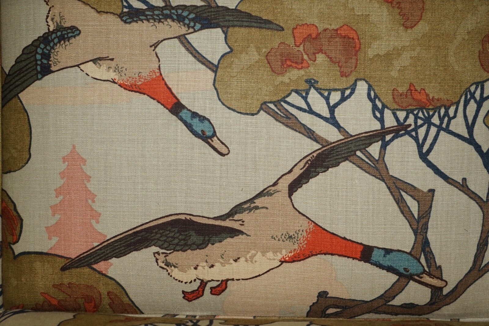 New Fabric George Smith Norris Armchair In Mulberry Flying Ducks Upholstery photo vinterior