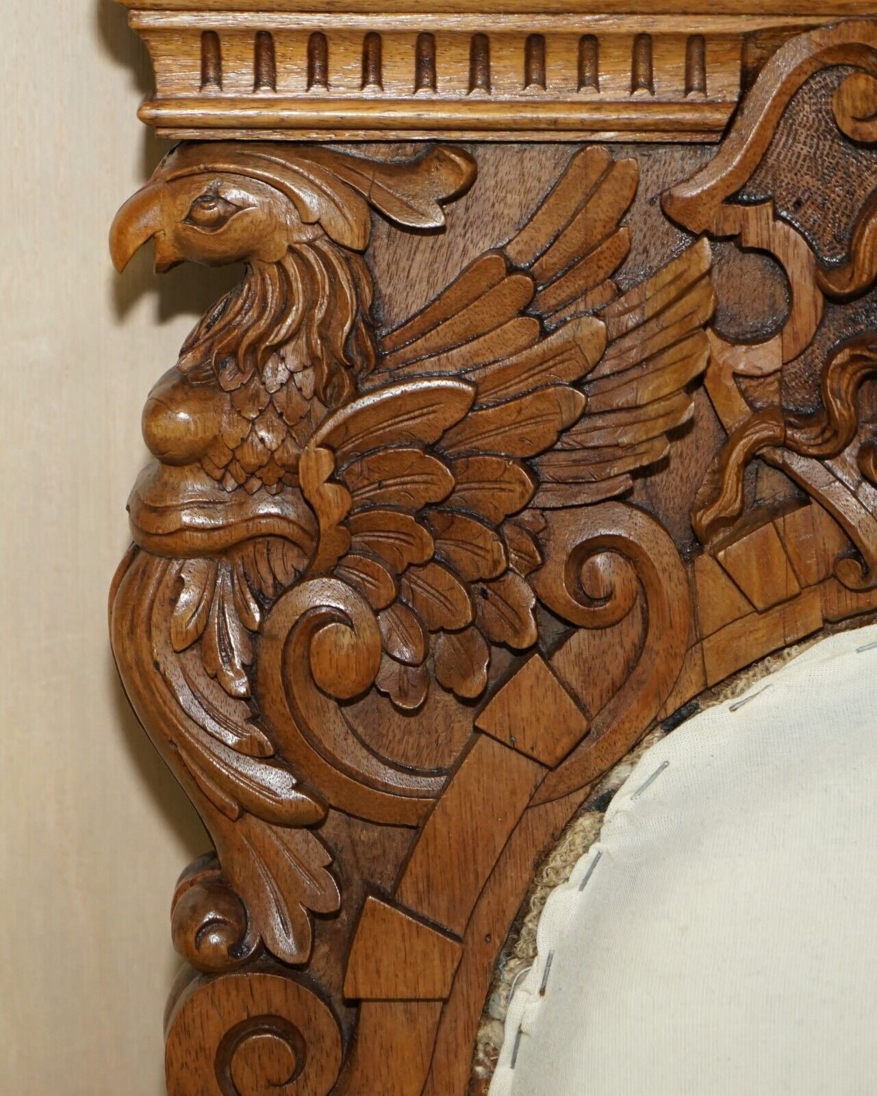 Pair Of Ornate Carved Antique Italian Throne Chairs With Griffins / Dragons photo buy