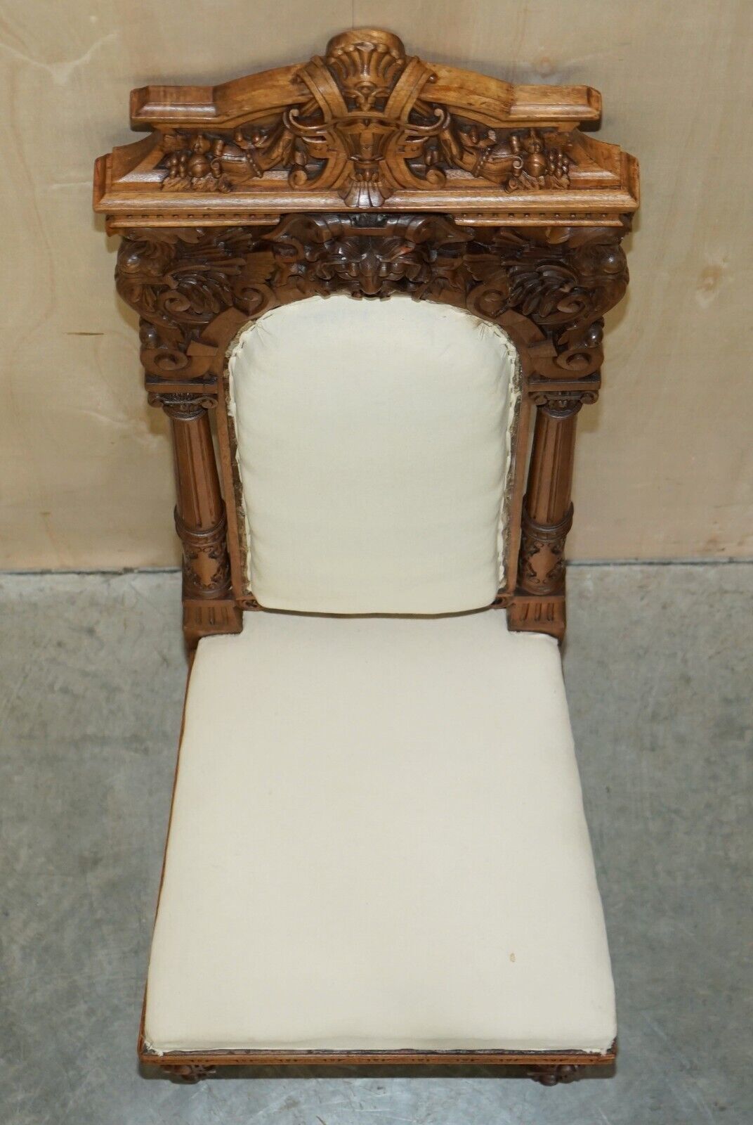 photo for sale Pair Of Ornate Carved Antique Italian Throne Chairs With Griffins / Dragons