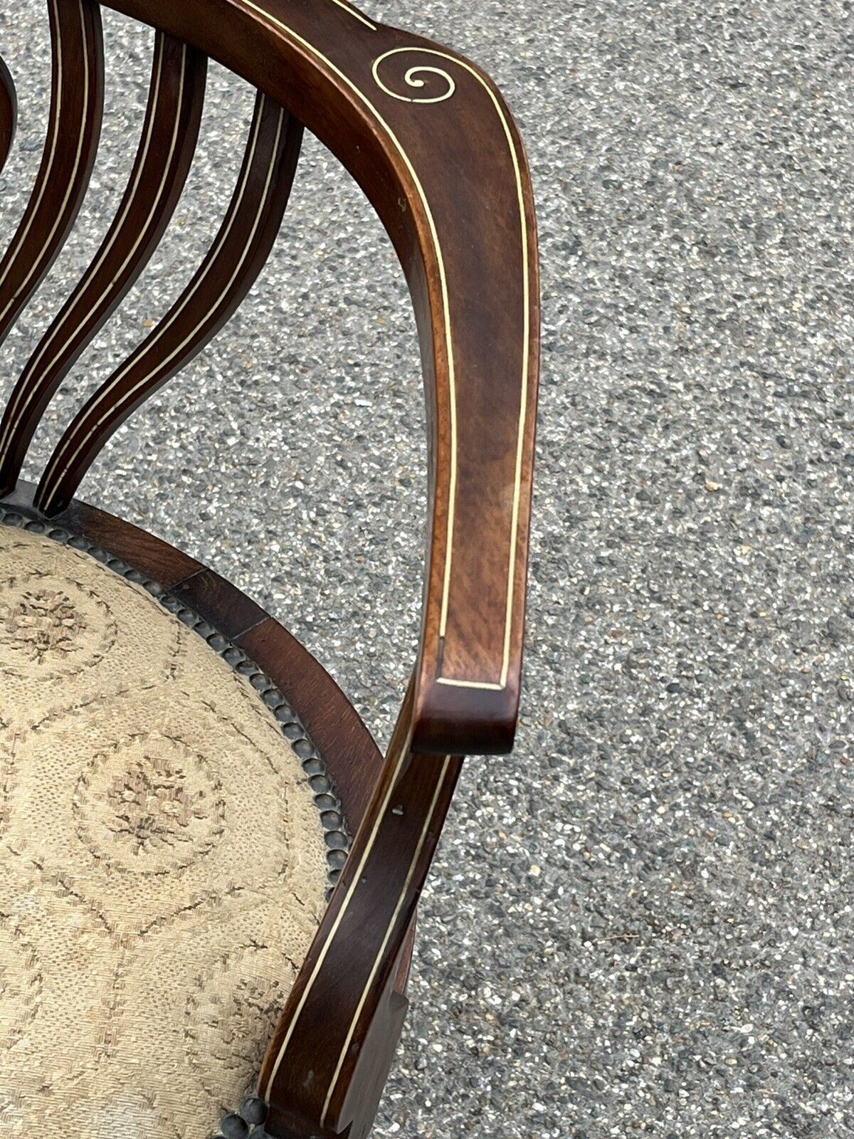 Antique Inlaid Mahogany Armchair , Superb Quality. photo vintage