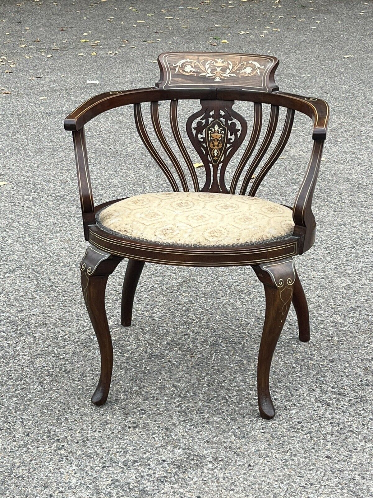 photo for sale Antique Inlaid Mahogany Armchair , Superb Quality.