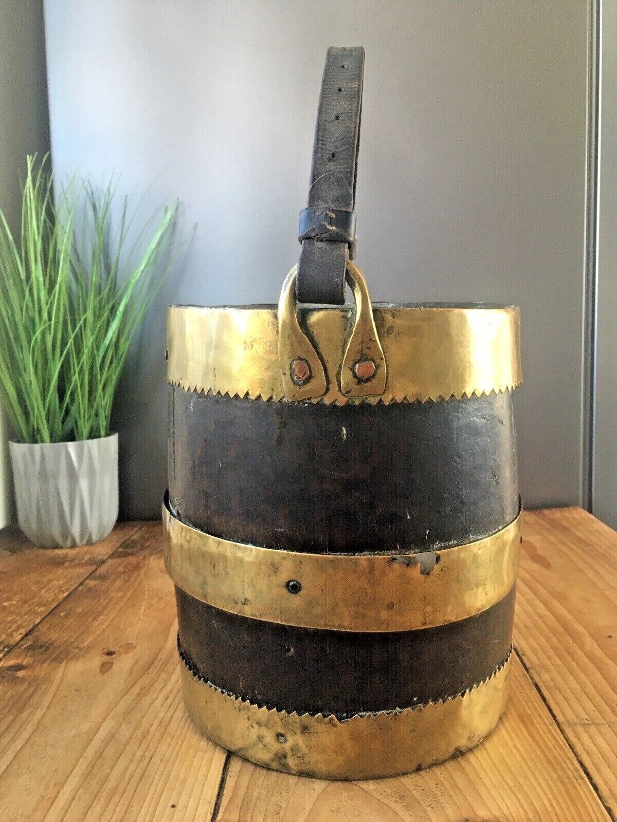 Unusual Antique Coopered Oak & Brass Grain Barrel Bucket Trench Art Military ? photo buy