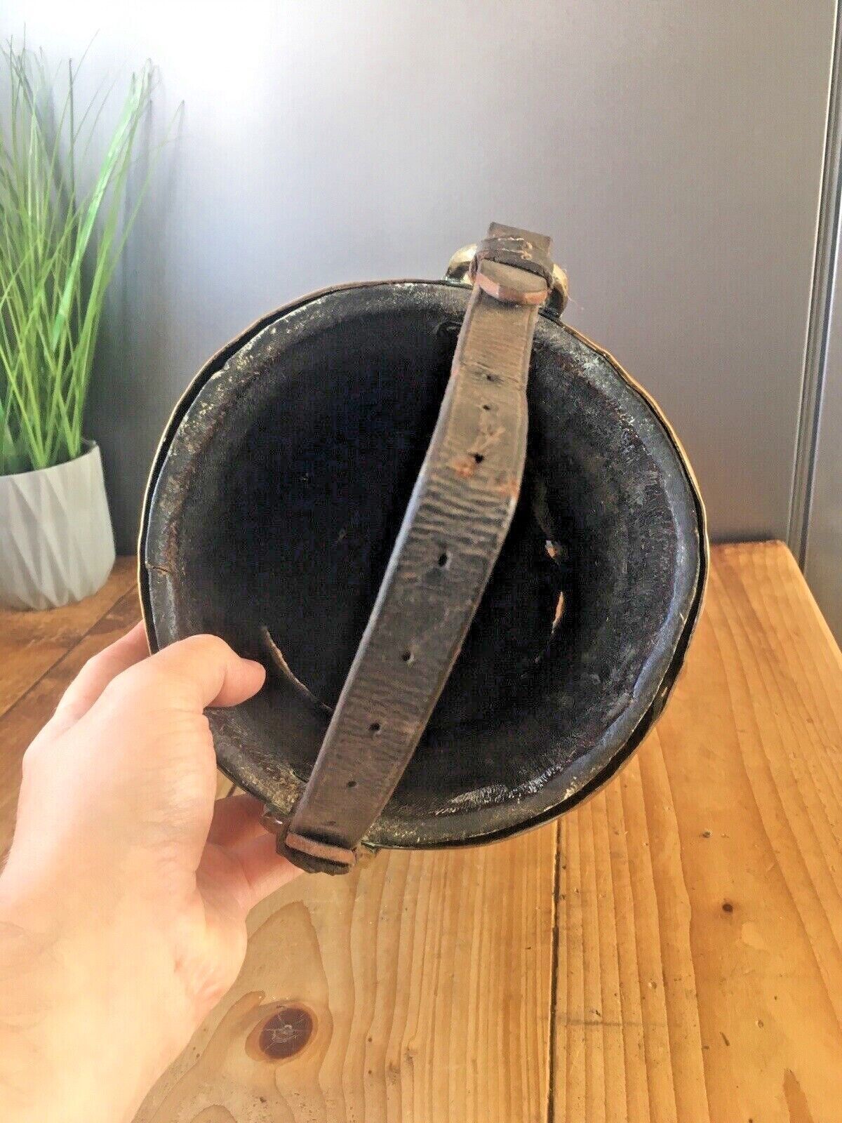 Unusual Antique Coopered Oak & Brass Grain Barrel Bucket Trench Art Military ? photo vintage