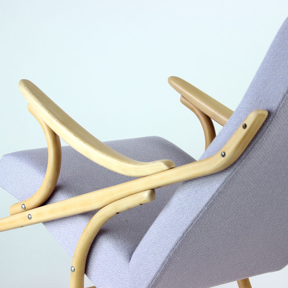 Furniture Mid Century Bentwood Rocking Armchair In Blond Oak By Ton, Czechoslovakia 1960s photo