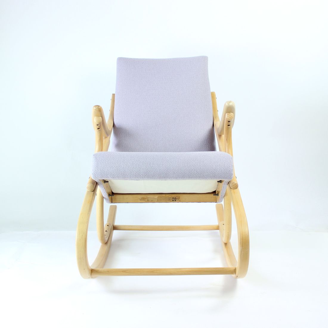 980.0 Mid Century Bentwood Rocking Armchair In Blond Oak By Ton, Czechoslovakia 1960s photo