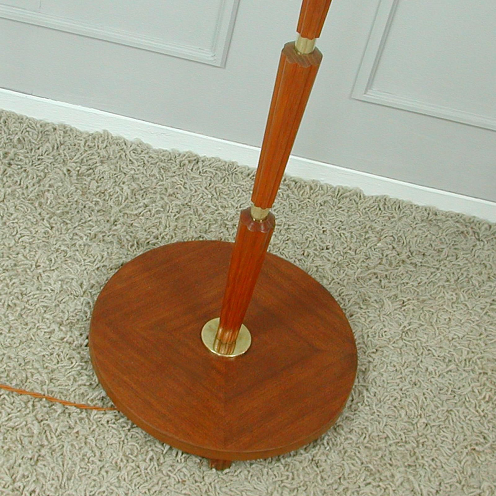 photo for sale Swedish 1940s Teak & Brass Organic Modernist Floor Lamp