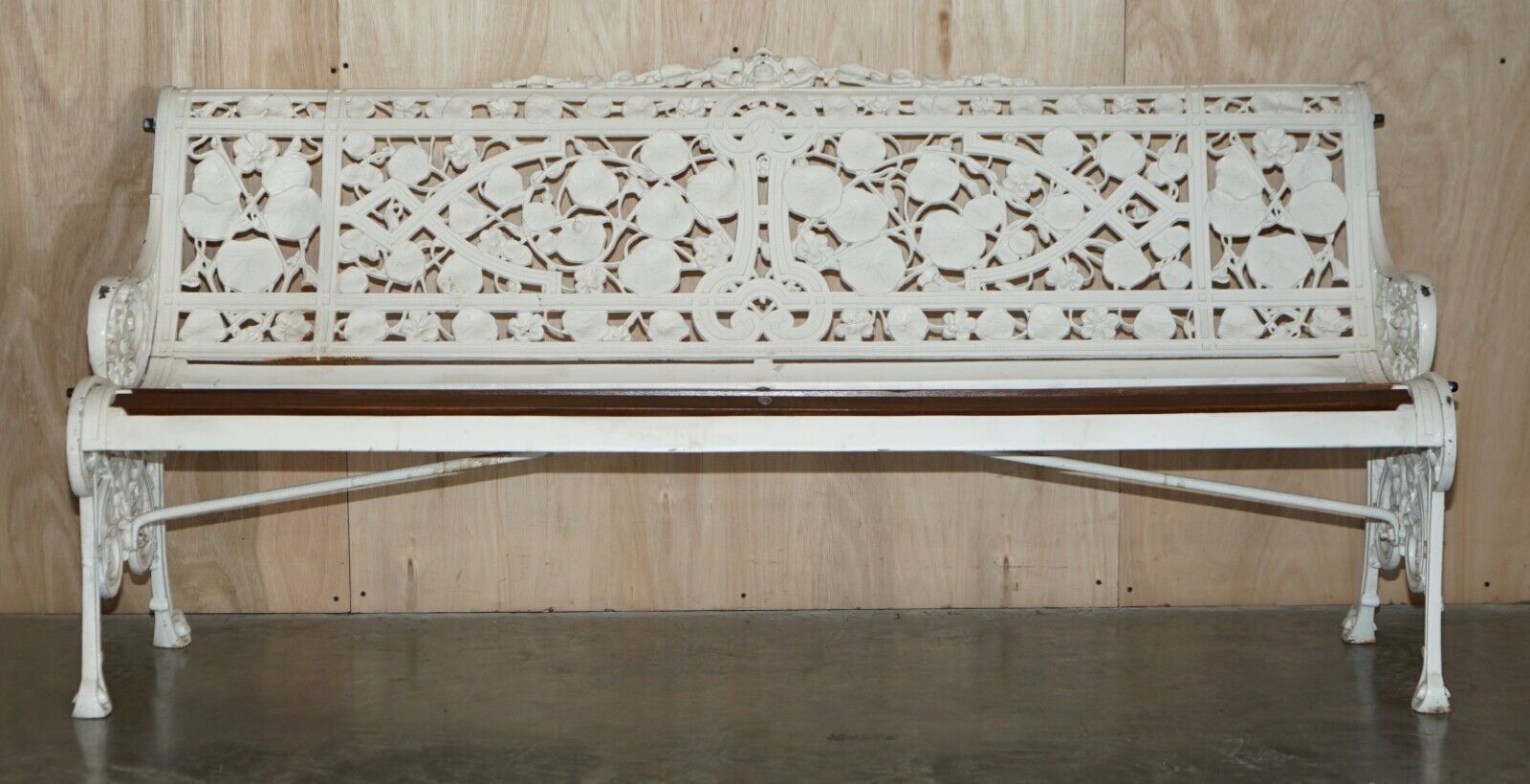 Restored Antique Victorian 1870 Coalbrookdale Nasturtium Pattern Garden Bench photo furniture