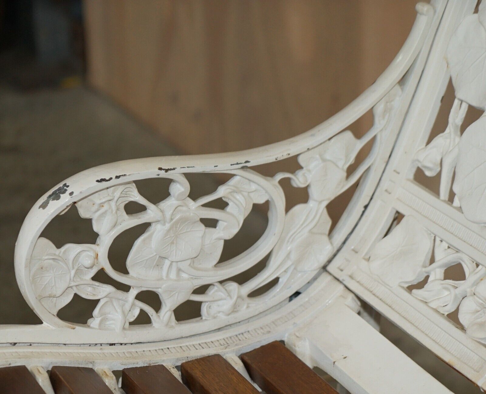 Restored Antique Victorian 1870 Coalbrookdale Nasturtium Pattern Garden Bench photo vintage