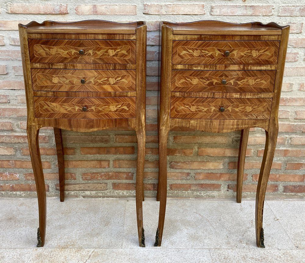 French Nightstands In Walnut With Three Drawers, 1940s, Set Of 2 photo 2326.0