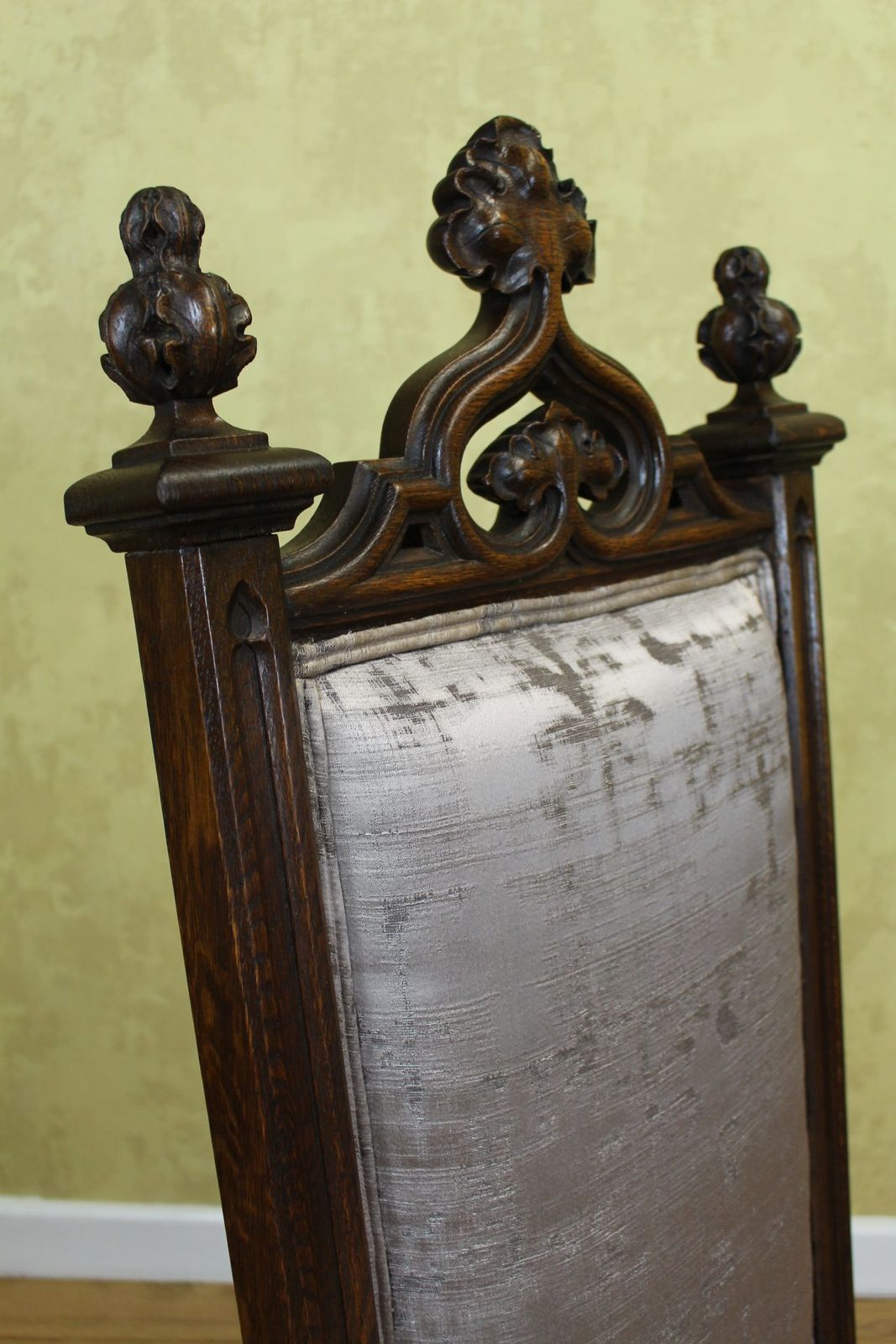 Victorian Gothic Revival Oak Side Chair C 1860’s photo for sale