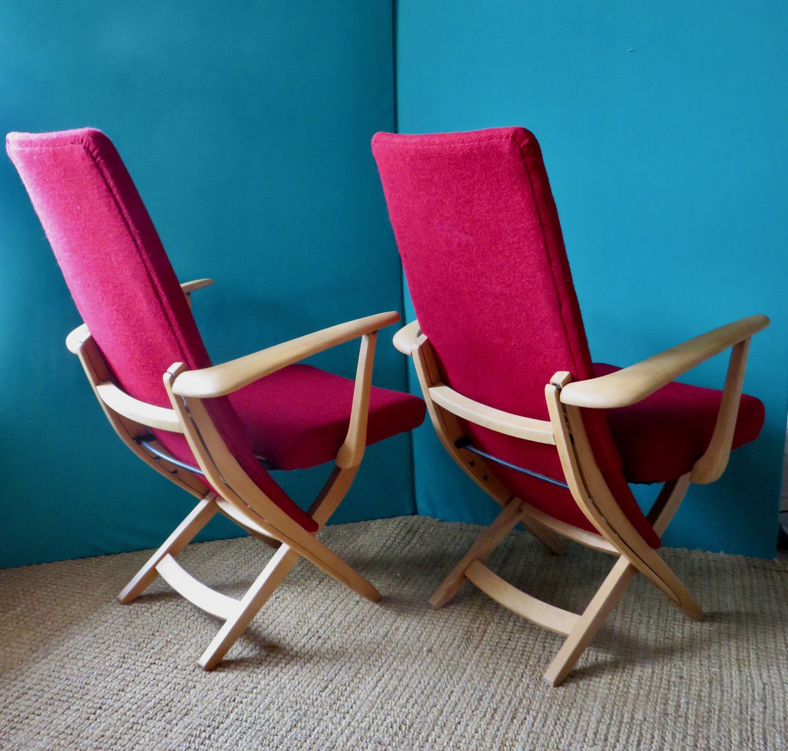 Pair Of Red Armchairs. Denmark 1950 photo furniture