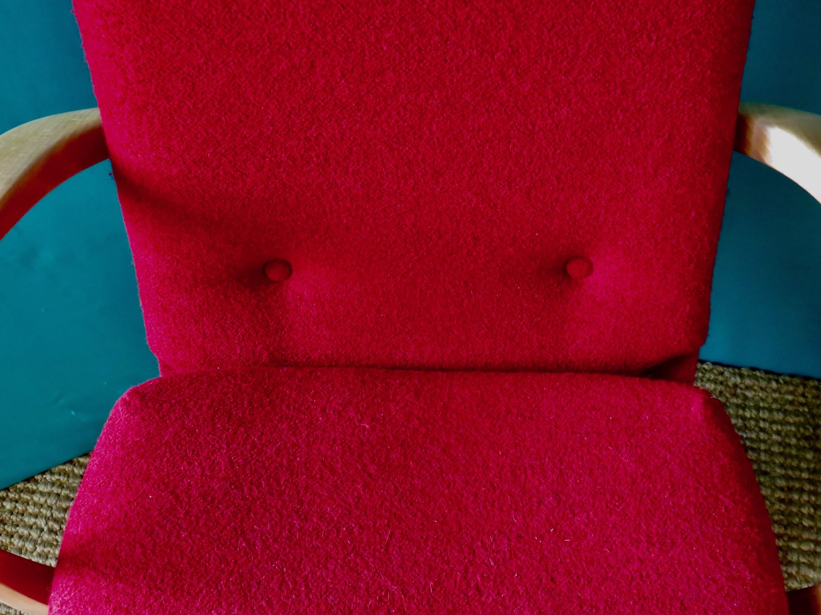 Pair Of Red Armchairs. Denmark 1950 photo vintage