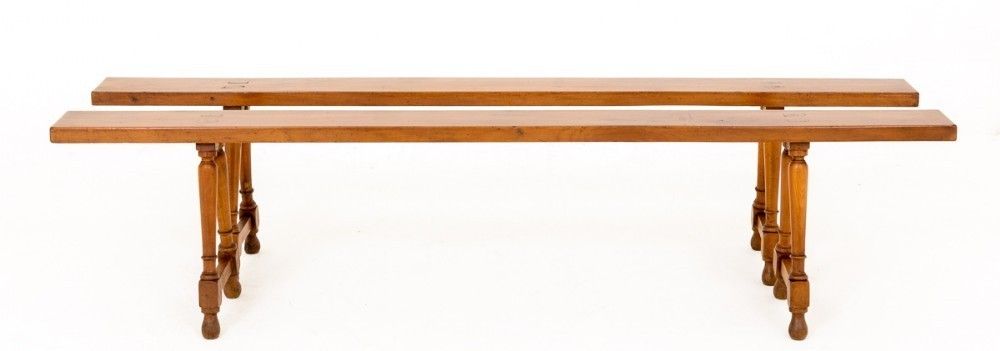Pair Antique French Stools   Cherry Wood Benches 1870 photo furniture