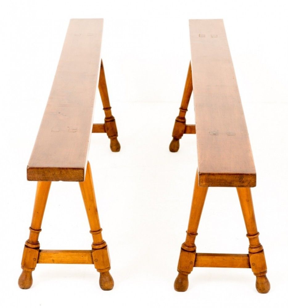 Pair Antique French Stools   Cherry Wood Benches 1870 photo 995.0