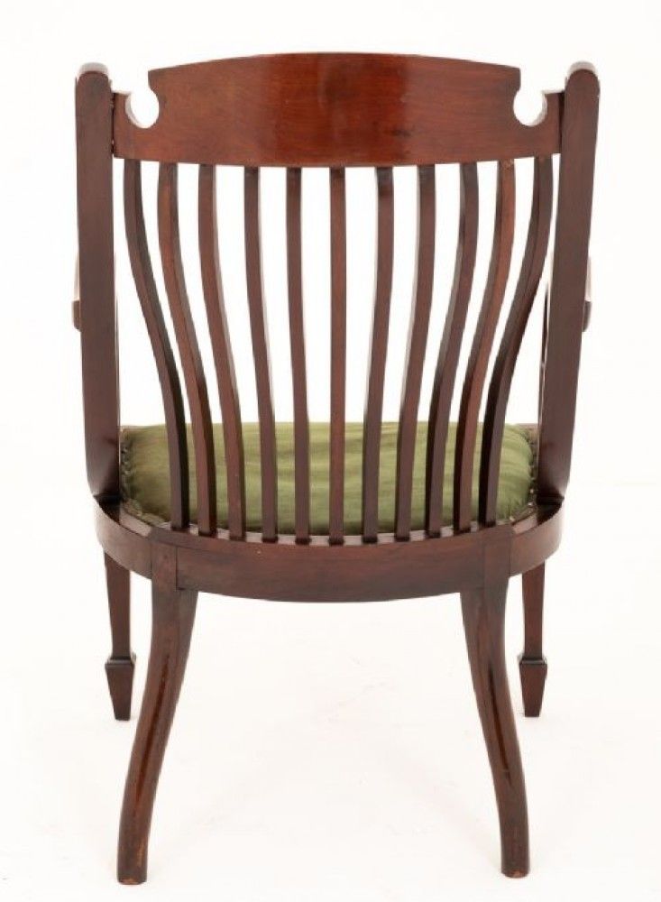 Furniture Antique Sheraton Revival Arm Chair Elbow Chairs 1890 photo
