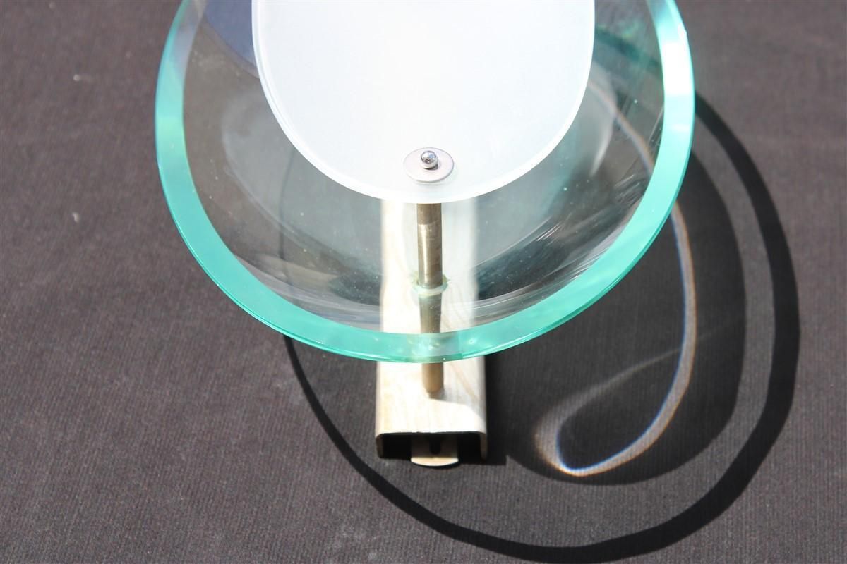 Italian Mid Century Concave Glass Wall Lamp 1950s Fontana Arte Style photo for sale