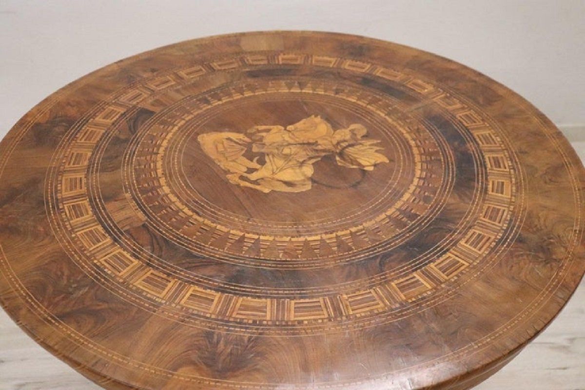 Antique Walnut Inlay Center Table, 1850s photo furniture