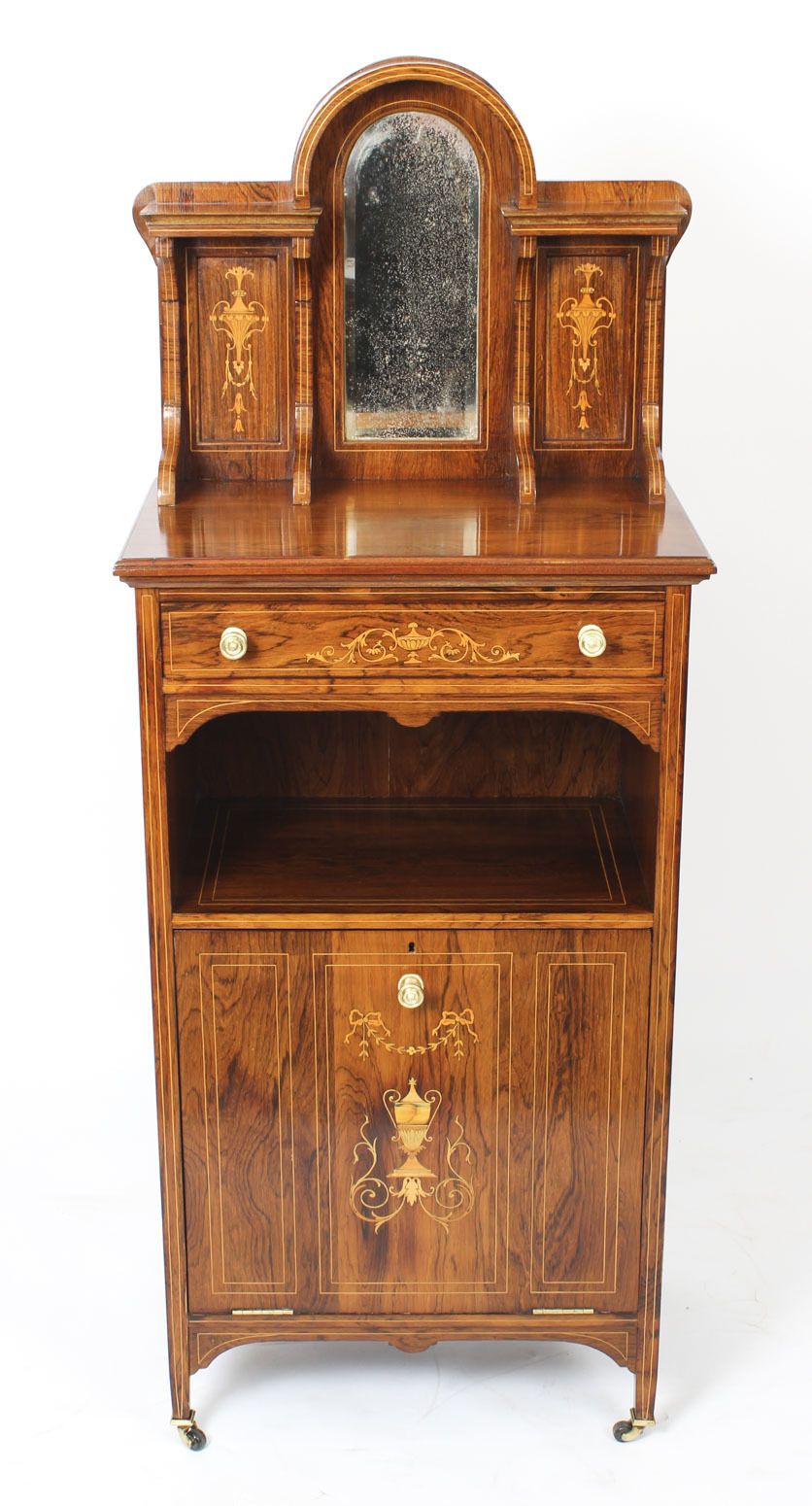 Edwardian Gonçalo Alves Marquetry Inlaid Music Cabinet 19th Century photo furniture