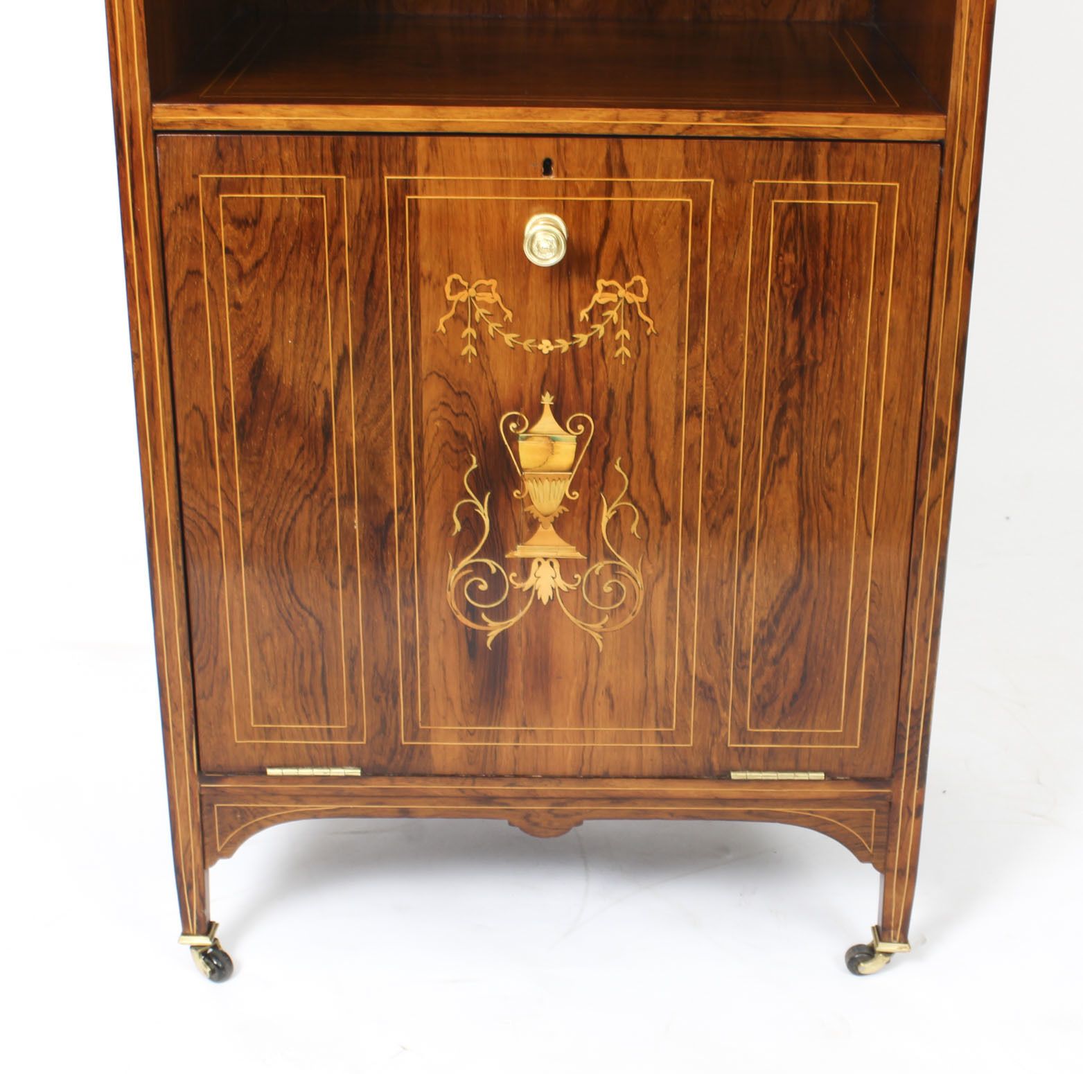 Edwardian Gonçalo Alves Marquetry Inlaid Music Cabinet 19th Century photo vintage