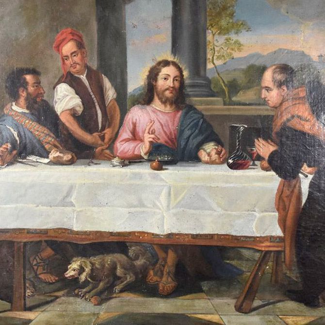 Oil On Canvas Representation Of Jesus Christ 18th Century photo furniture