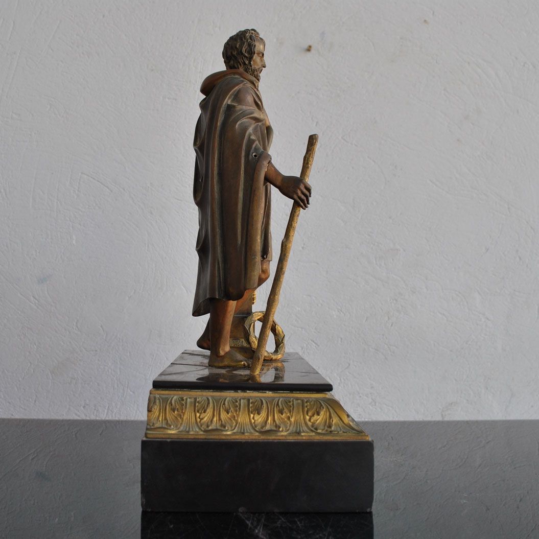 Bronze Representing Roman Soldier With Child Black Marble Base Xixth Century photo furniture