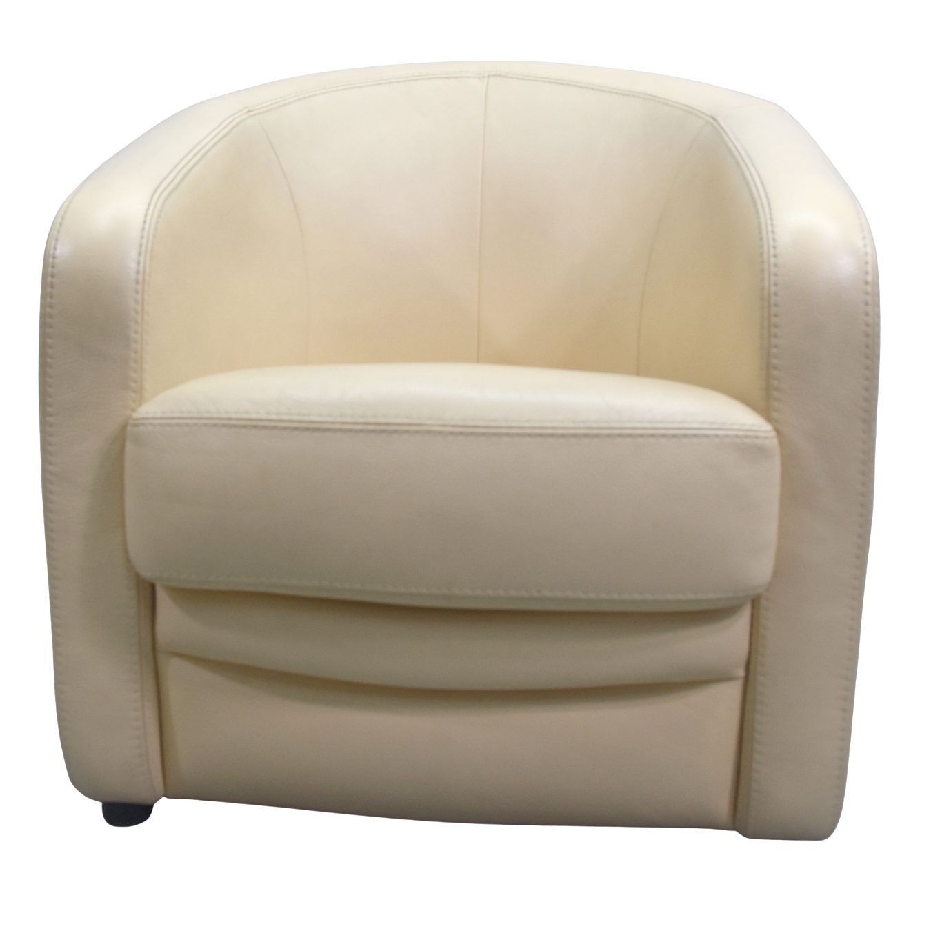 Art Deco Style Cream Leather Club Armchairs (Pair) photo furniture