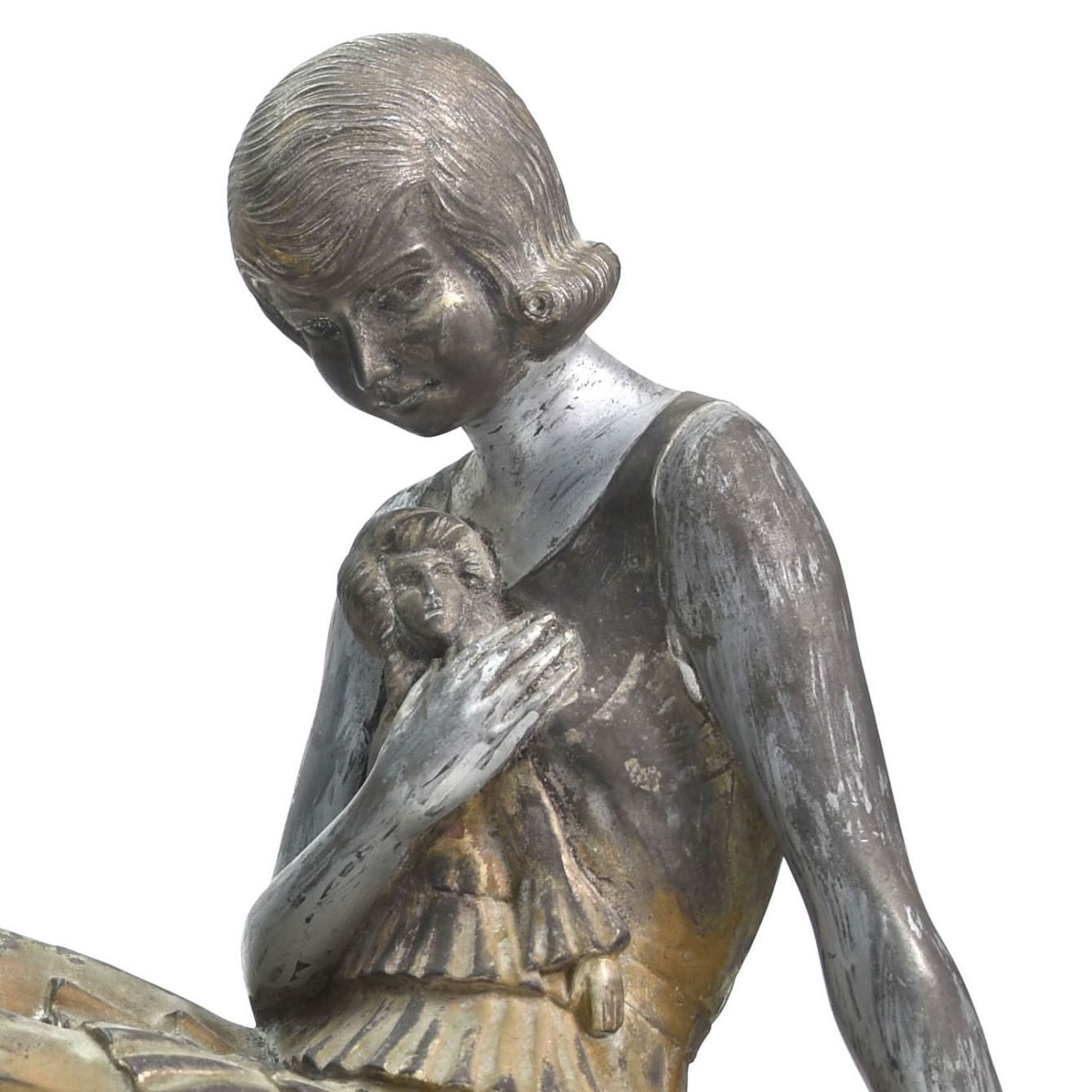 1930 Art Deco Spelter By Demeter Chiparus Onyx Base photo furniture