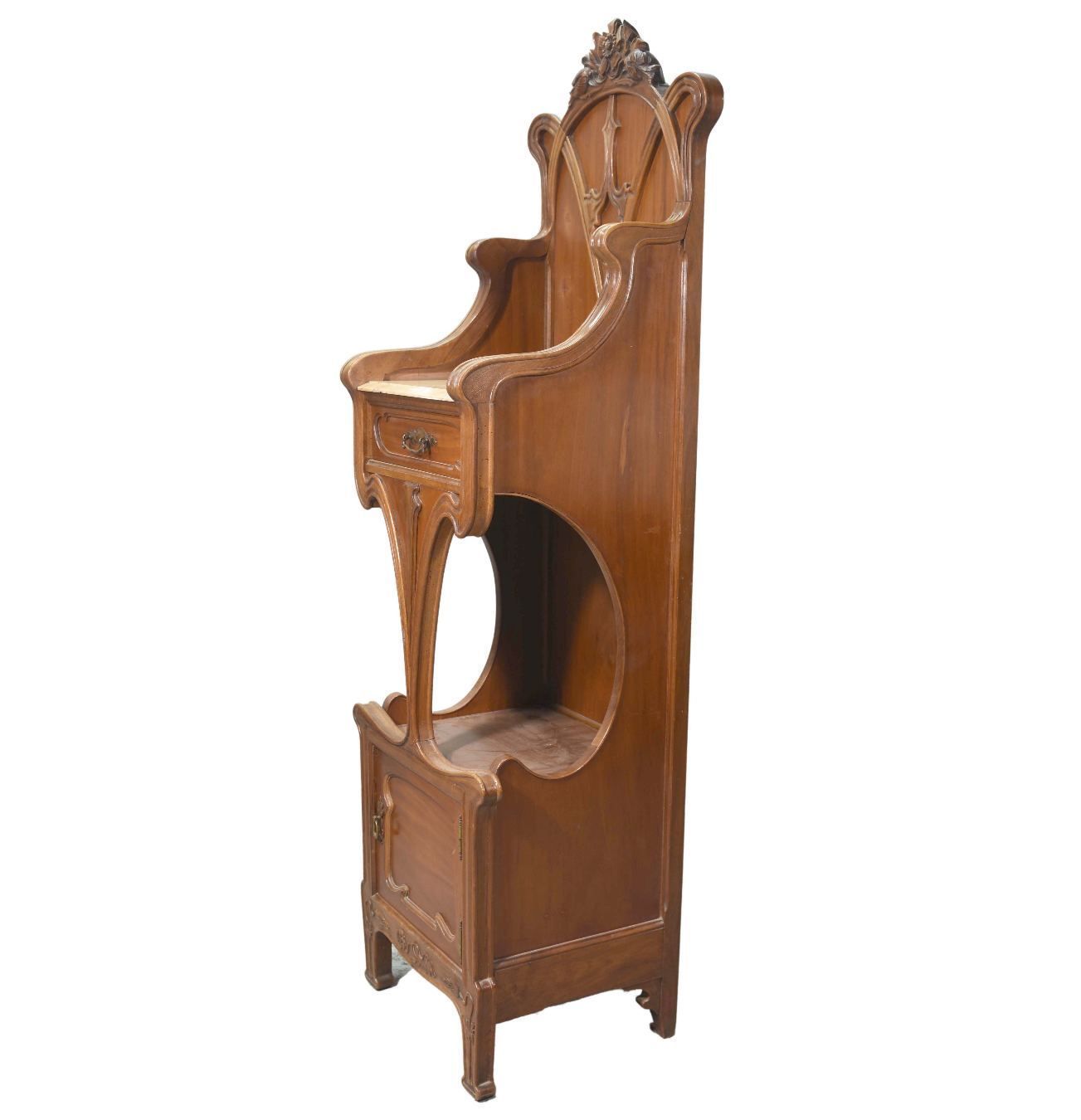 Spectacular 1900 Walnut Bedside Table From The Art Nouveau Period photo Furniture