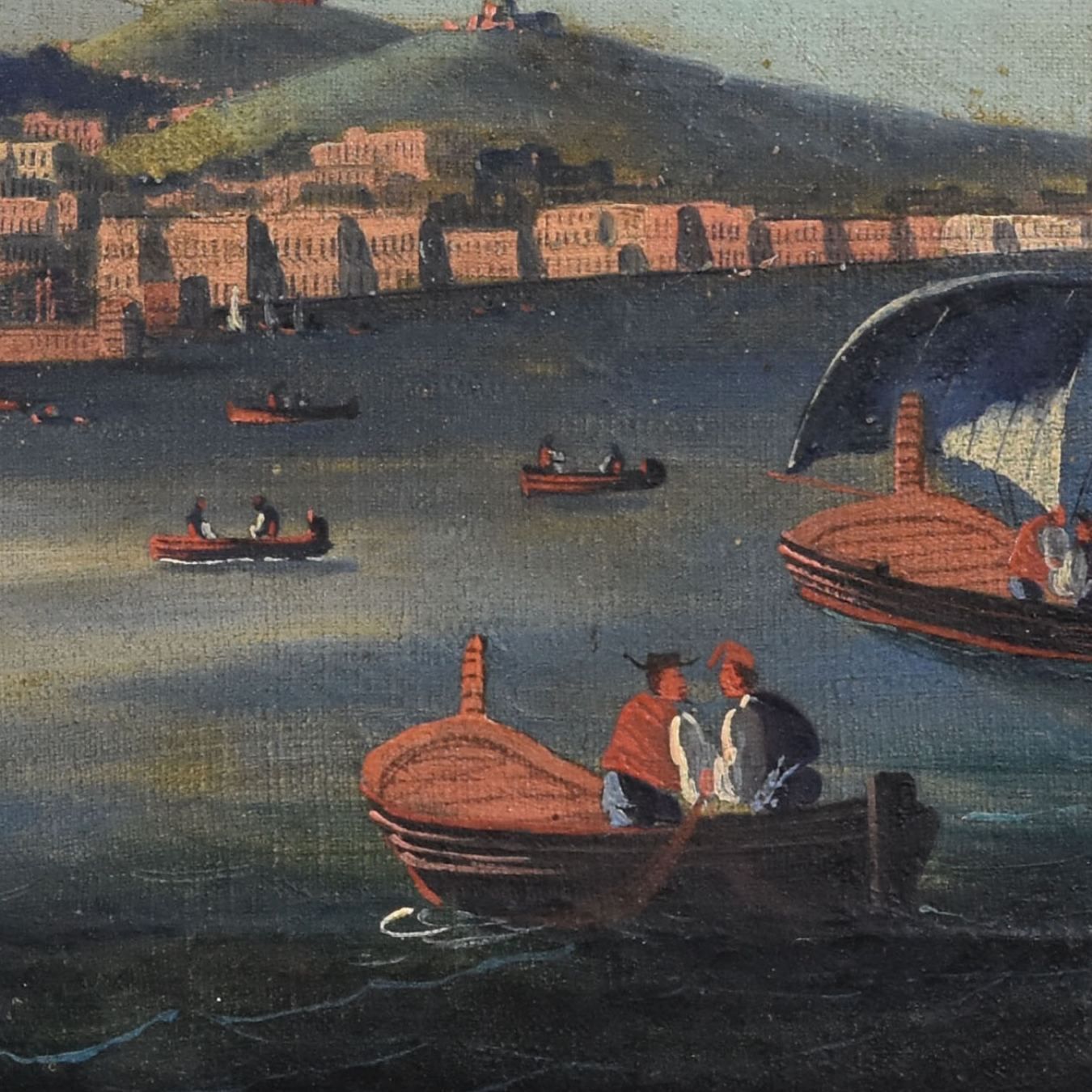 Oil On Canvas Neapolitan Late 18th Early 19th Century View Of Vesuvius photo vinterior