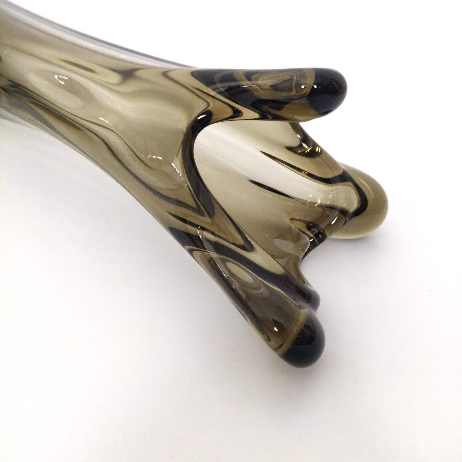 Pair Of Italian Vintage Smoked Glass Vases, Mid Century Murano Handmade Tall Glass Vases photo 199.0