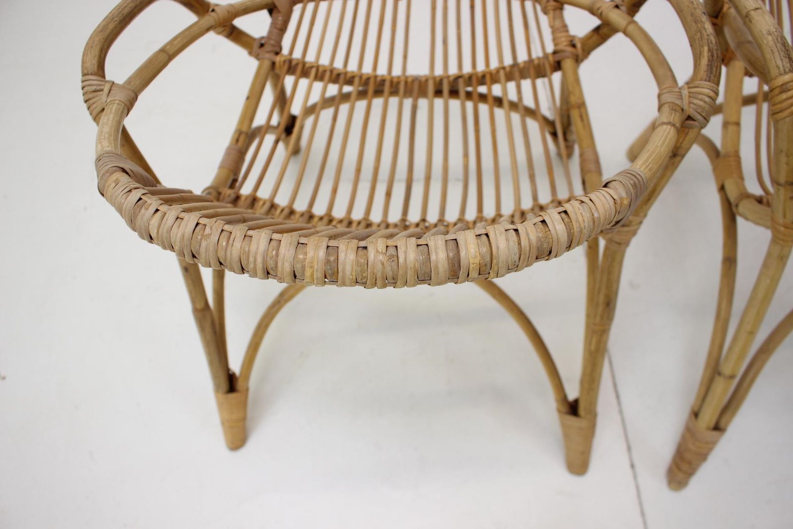 823.0 1960s Pair Of Alan Fuchs Rattan Lounge Chairs, Czechoslovakia photo