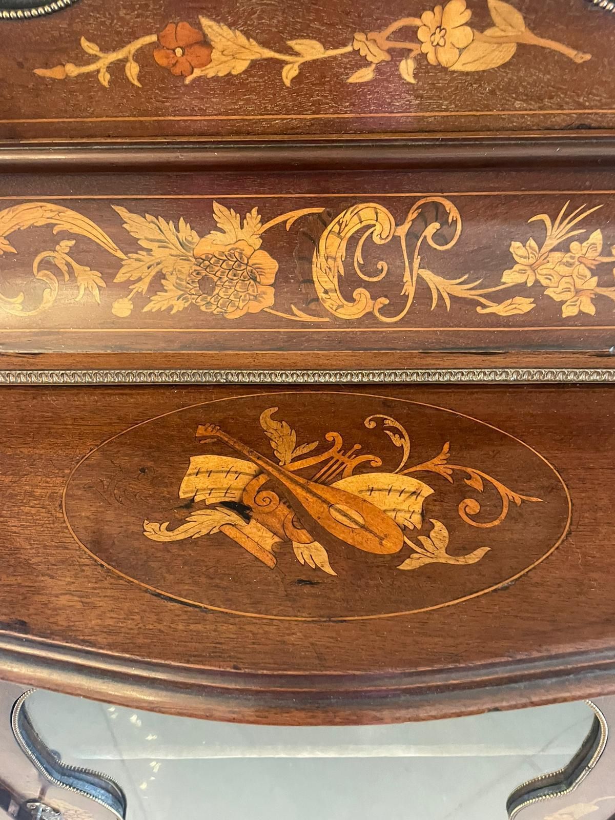 Antique Quality Marquetry Inlaid Mahogany Display Cabinet photo furniture