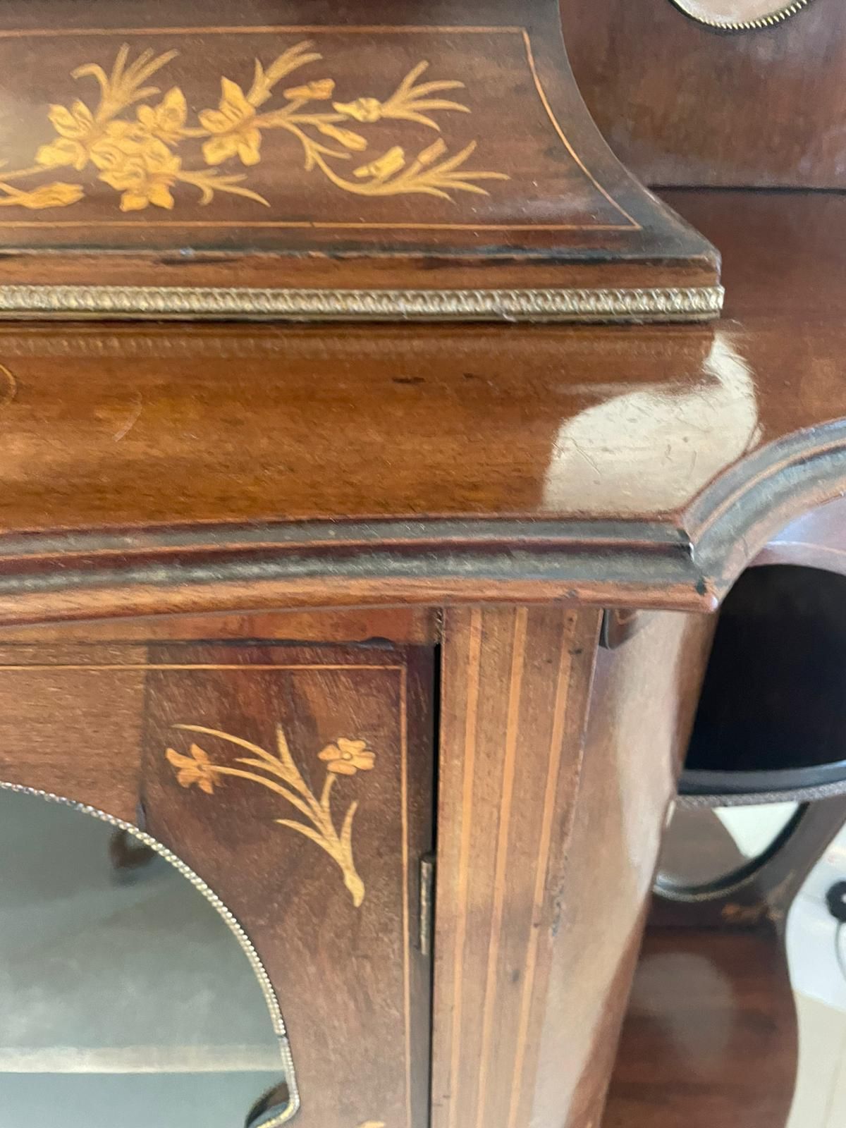 Antique Quality Marquetry Inlaid Mahogany Display Cabinet photo 2950.0