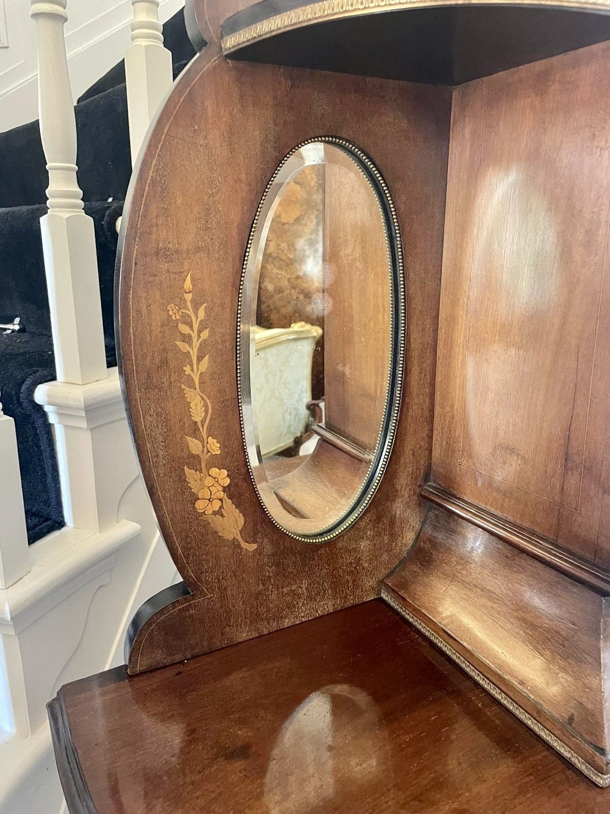 Furniture Antique Quality Marquetry Inlaid Mahogany Display Cabinet photo