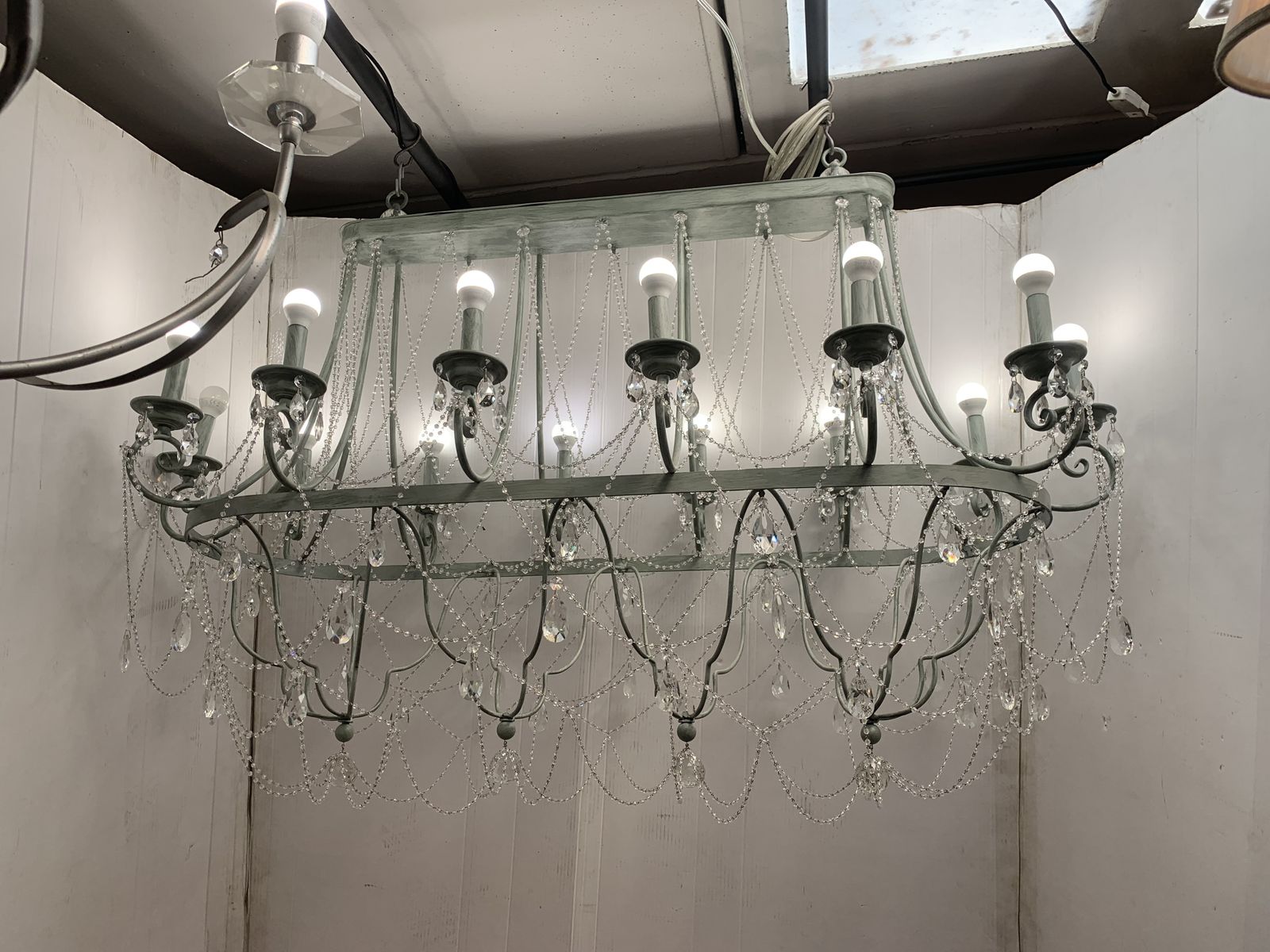 photo buy Chandelier In Black Metal, 14 Lights, Wrought Iron Florentine Art Made In Italy