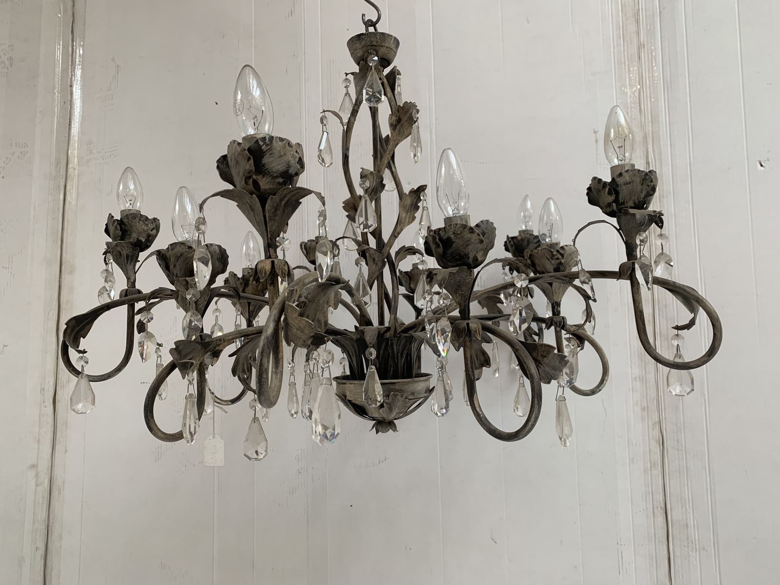 photo furniture Chandelier In Brown And Gold  Handmade Brushled Metal, 10 Lights, Wrought Iron Florentine Art Made In Italy